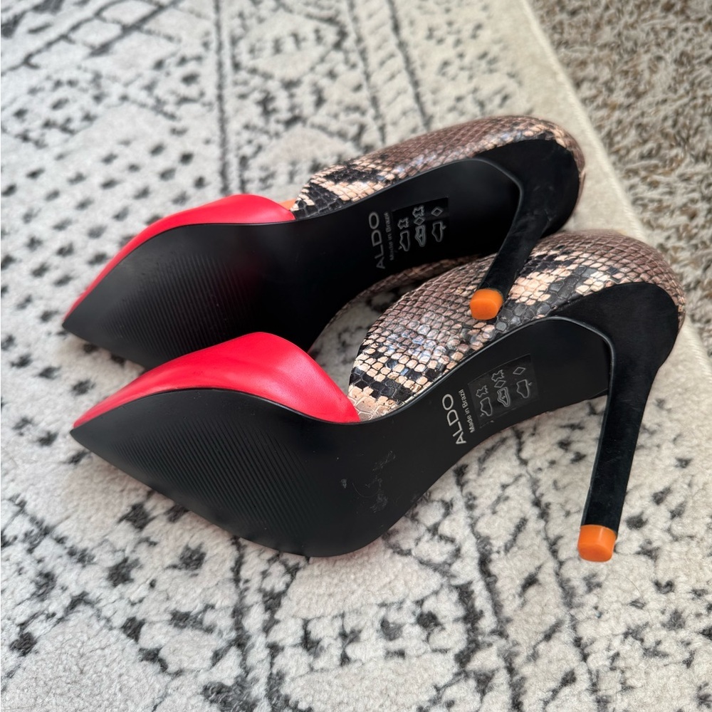 ALDO - Red and Snake Print Women's Heels - Size 6 - Picture 4 of 7